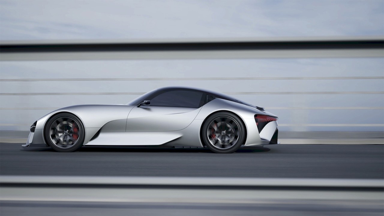 Side view of the Lexus Electrified Sport Concept driving